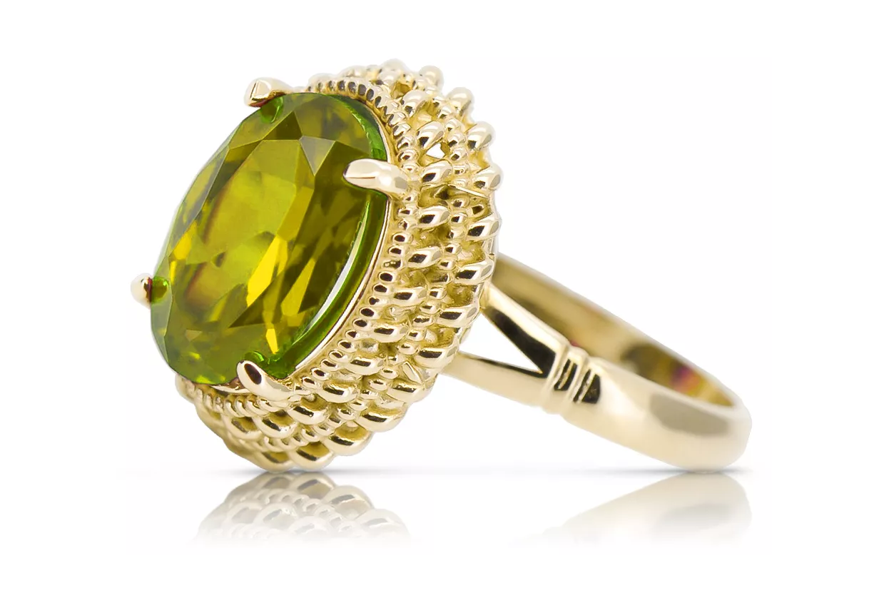Ring Gelber Peridot 14 Karat Gelbgold Vintage vrc068y
